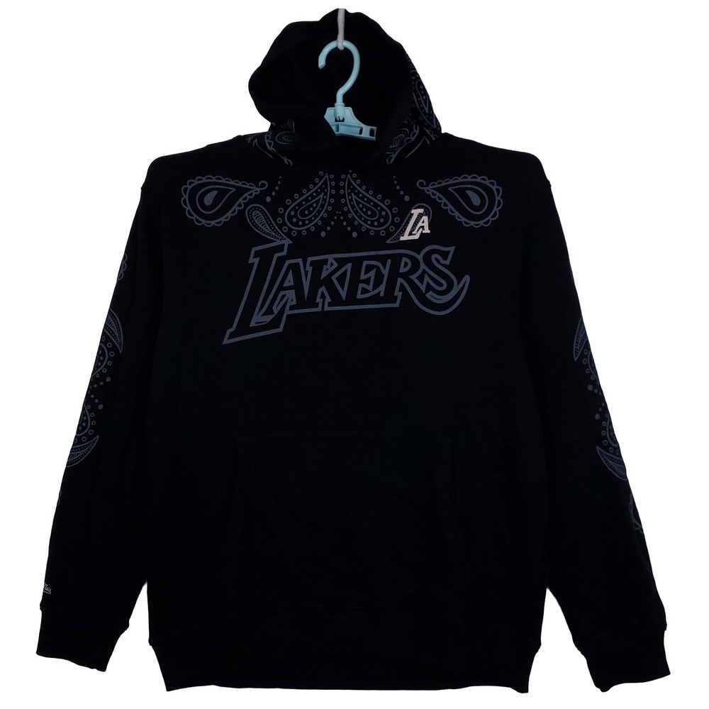 LA Lakers Mitchell & Ness NBA Large Knitted Hoodie Paisley Art Black NWT